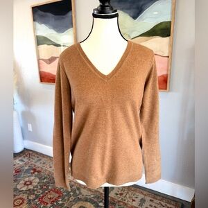 Elegant V-Neck Cashmere Sweater in Brown